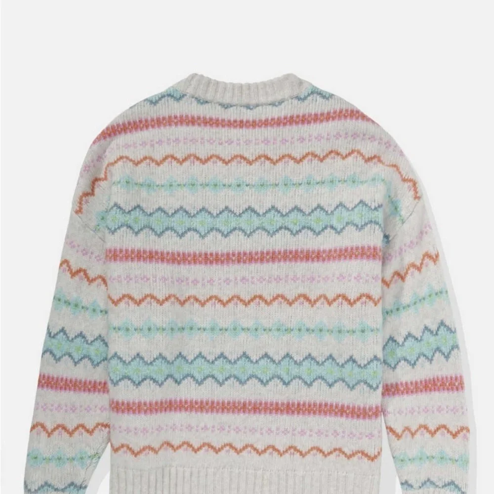 AE American Eagle Oversized Fair Isle Clean Girl Crewneck Sweater S Small